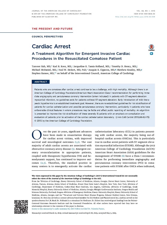 Cardiac Arrest - A Treatment Algorithm